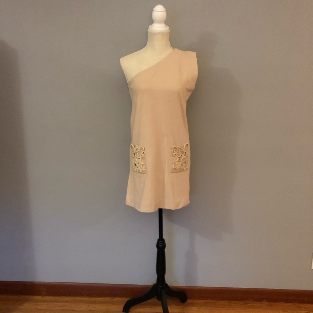 CHLOE dress. Asymmetrical light pink dress.